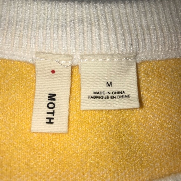 Moth Sweater Anthropologie Yellow White Check Gingham Plaid Scalloped He… - Picture 3 of 11
